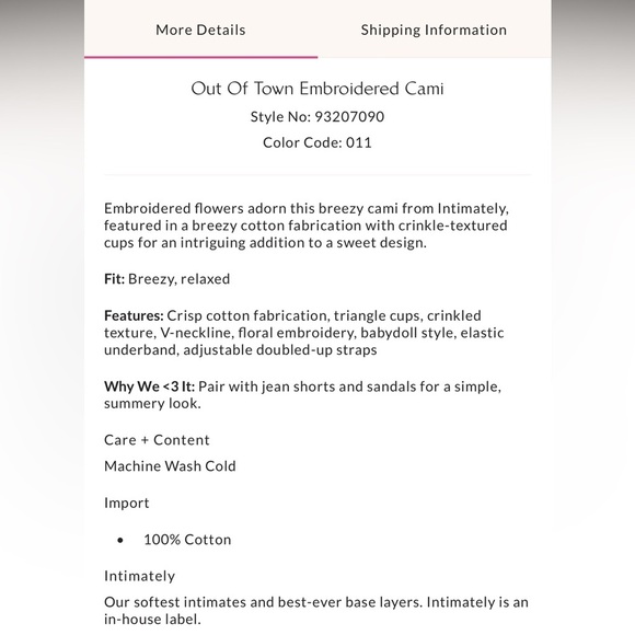 NWT Free People Out of Town Embroidered Cami - Picture 5 of 6